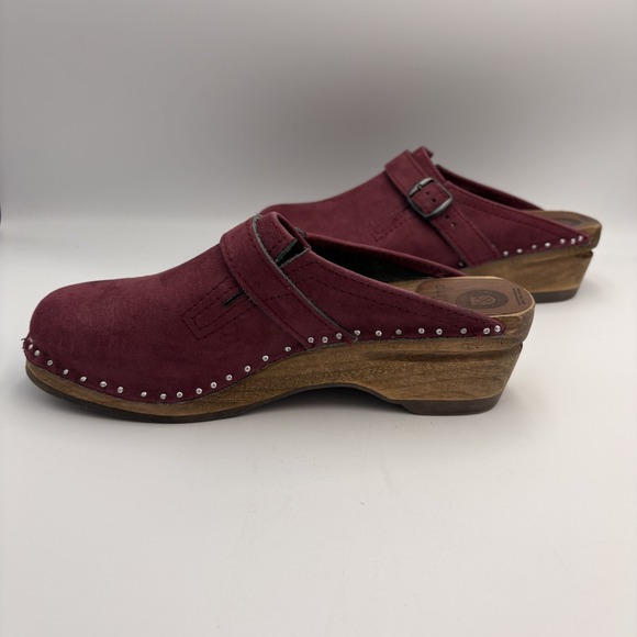 Troentorp Of Sweden Wood Clog Burgundy Purple Suede Slip on Mules Womens 37 6.5 - Picture 4 of 10